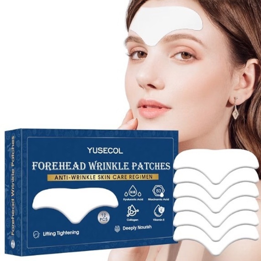 YUSECOL Forehead Wrinkle Patches 12ct Anti-Aging Niacinamide Collagen Hyaluronic